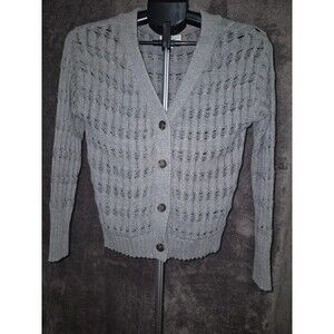 Grace & Lace Gray Distressed Open Knit Cardigan Sweater - XS